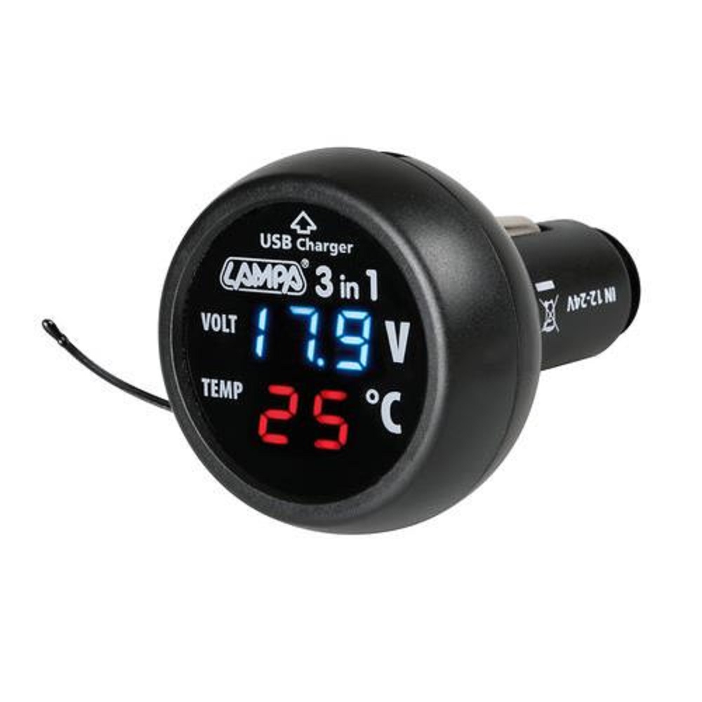 USB charger with voltmeter & thermometer 3 USB charger with voltmeter & thermometer